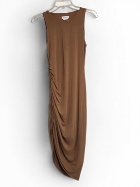 Lovers + Friends Camel Brown Dress Side Ruching Size S